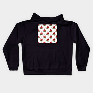 Red vintage roses and red polkadots Kids Hoodie